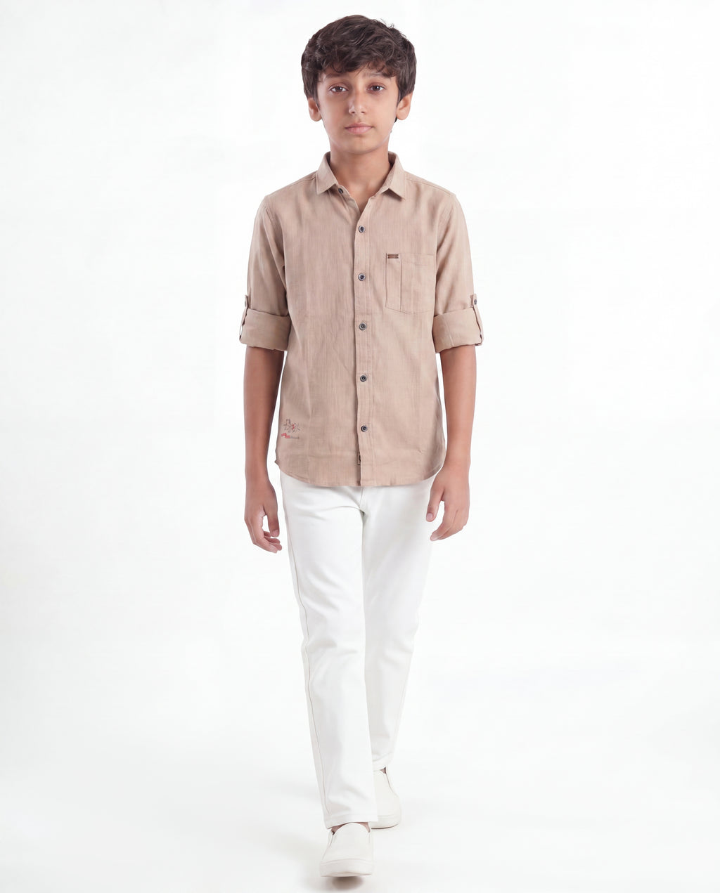Boys Textured Cotton Shirt