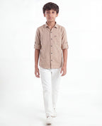 Boys Textured Cotton Shirt