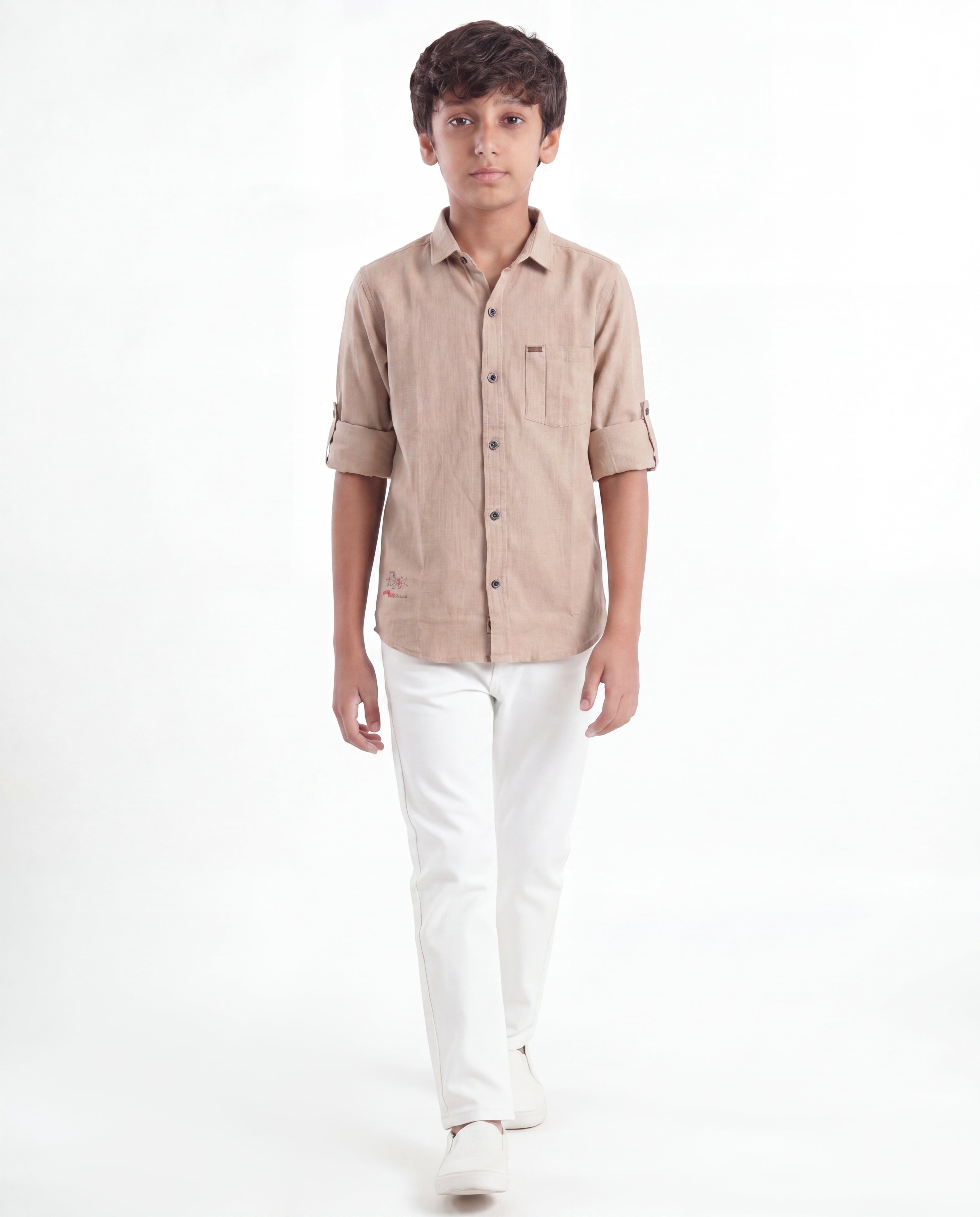 Boys Textured Cotton Shirt