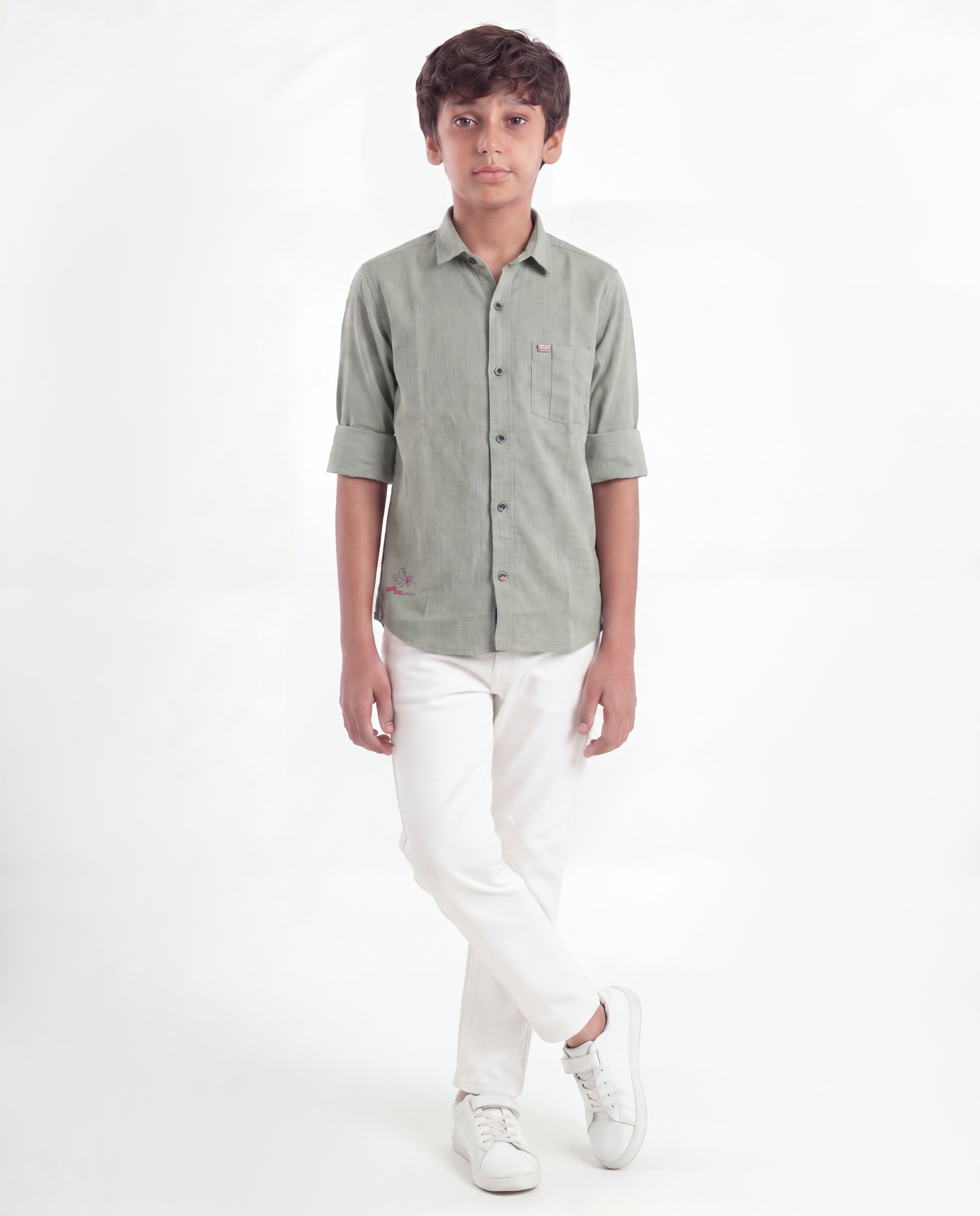 Boys Textured Cotton Shirt