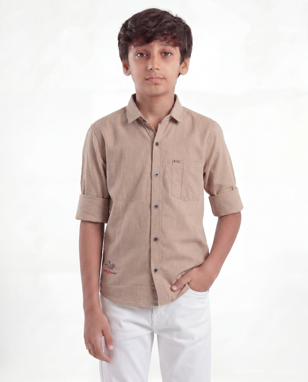 Boys Textured Cotton Shirt