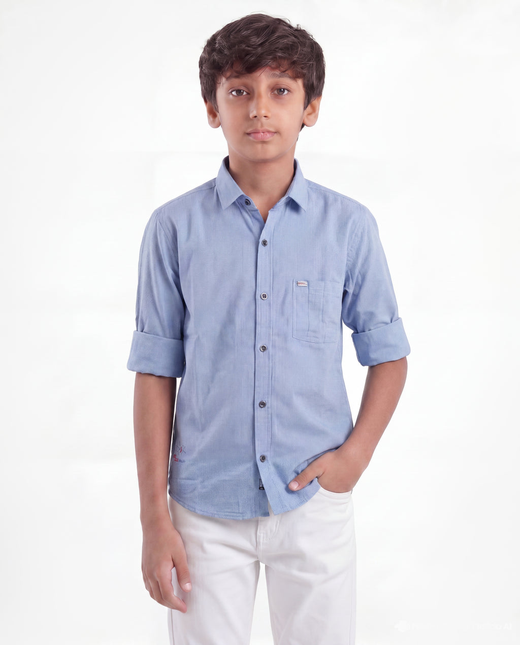 Boys Textured Cotton Shirt