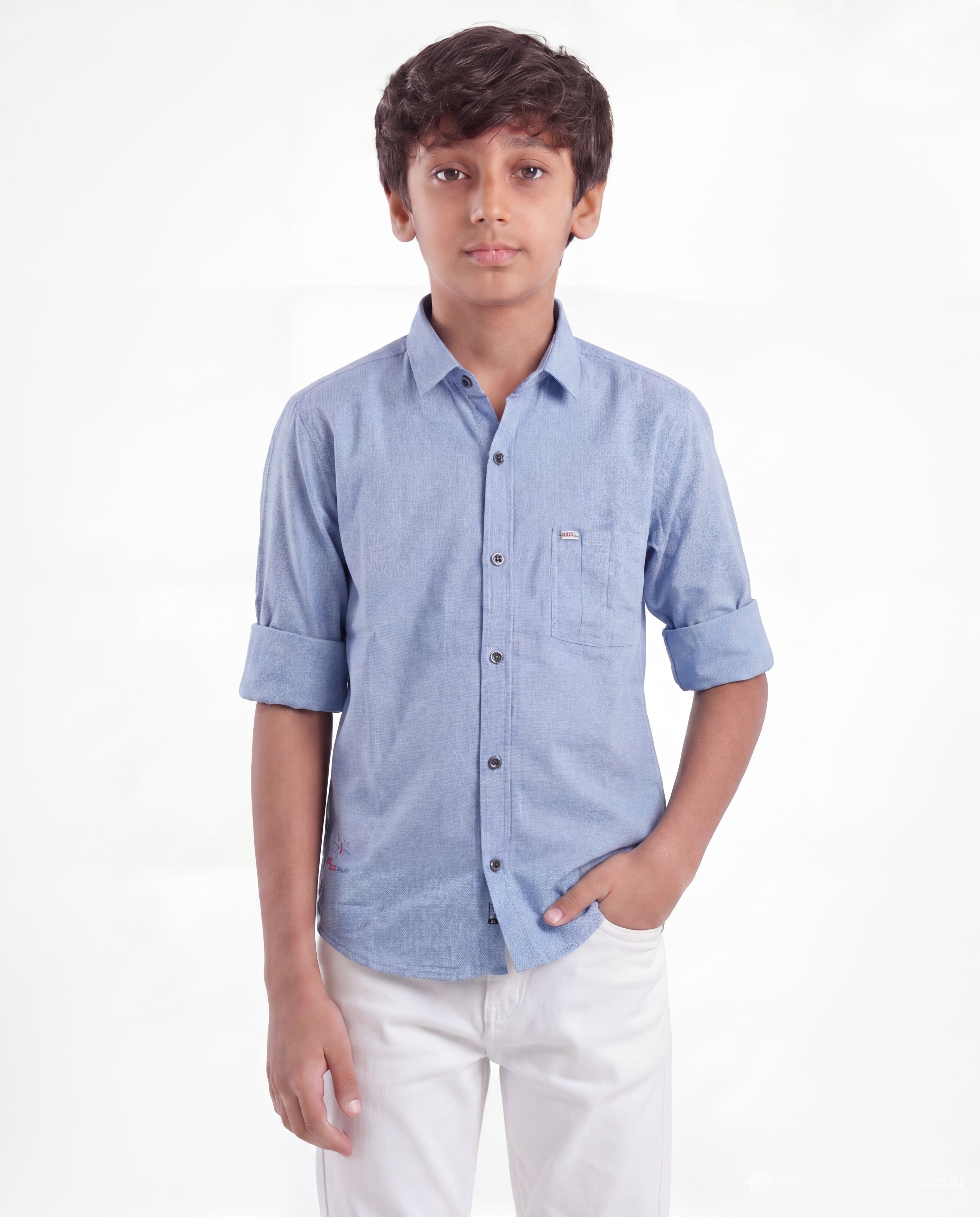 Boys Textured Cotton Shirt