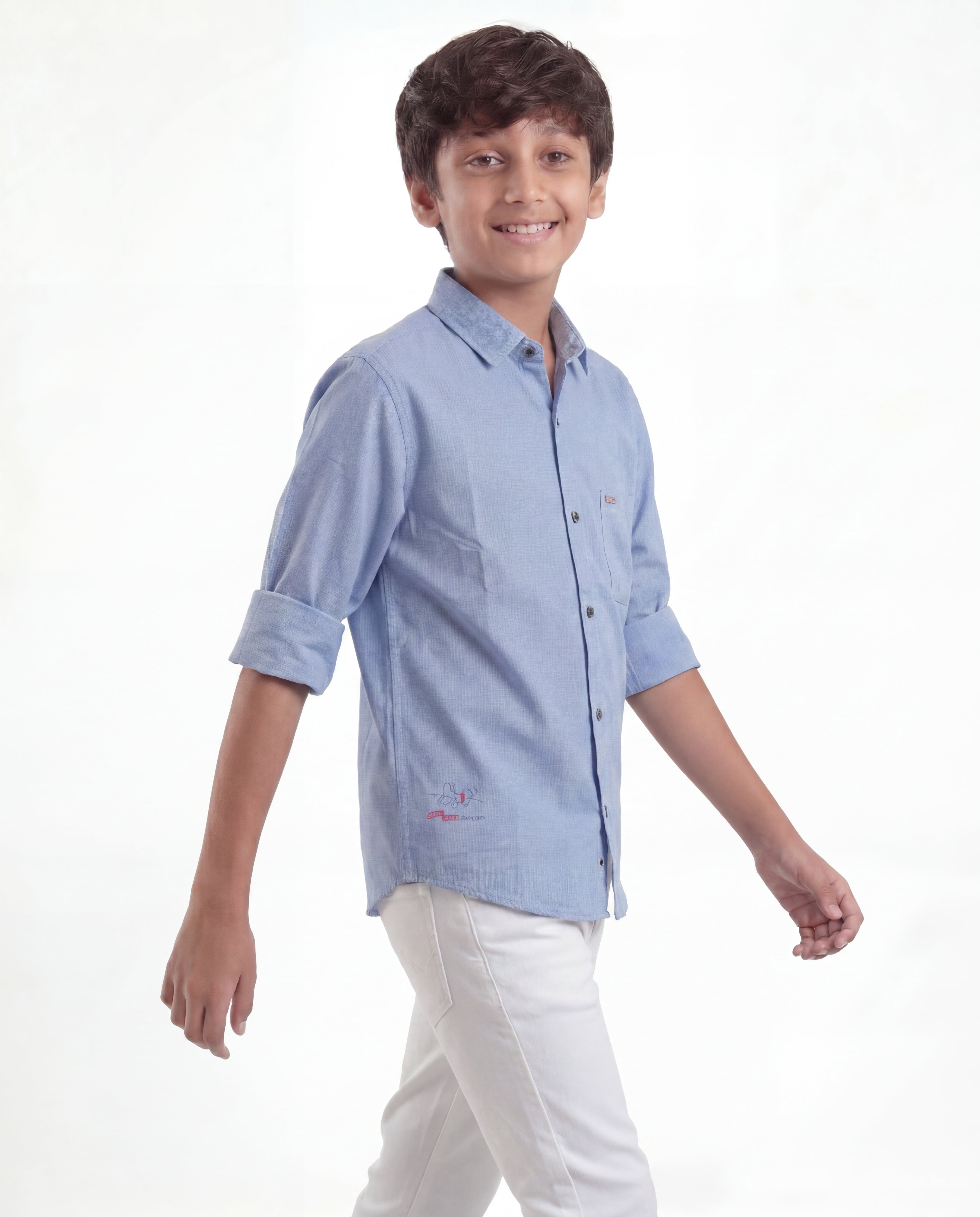 Boys Textured Cotton Shirt