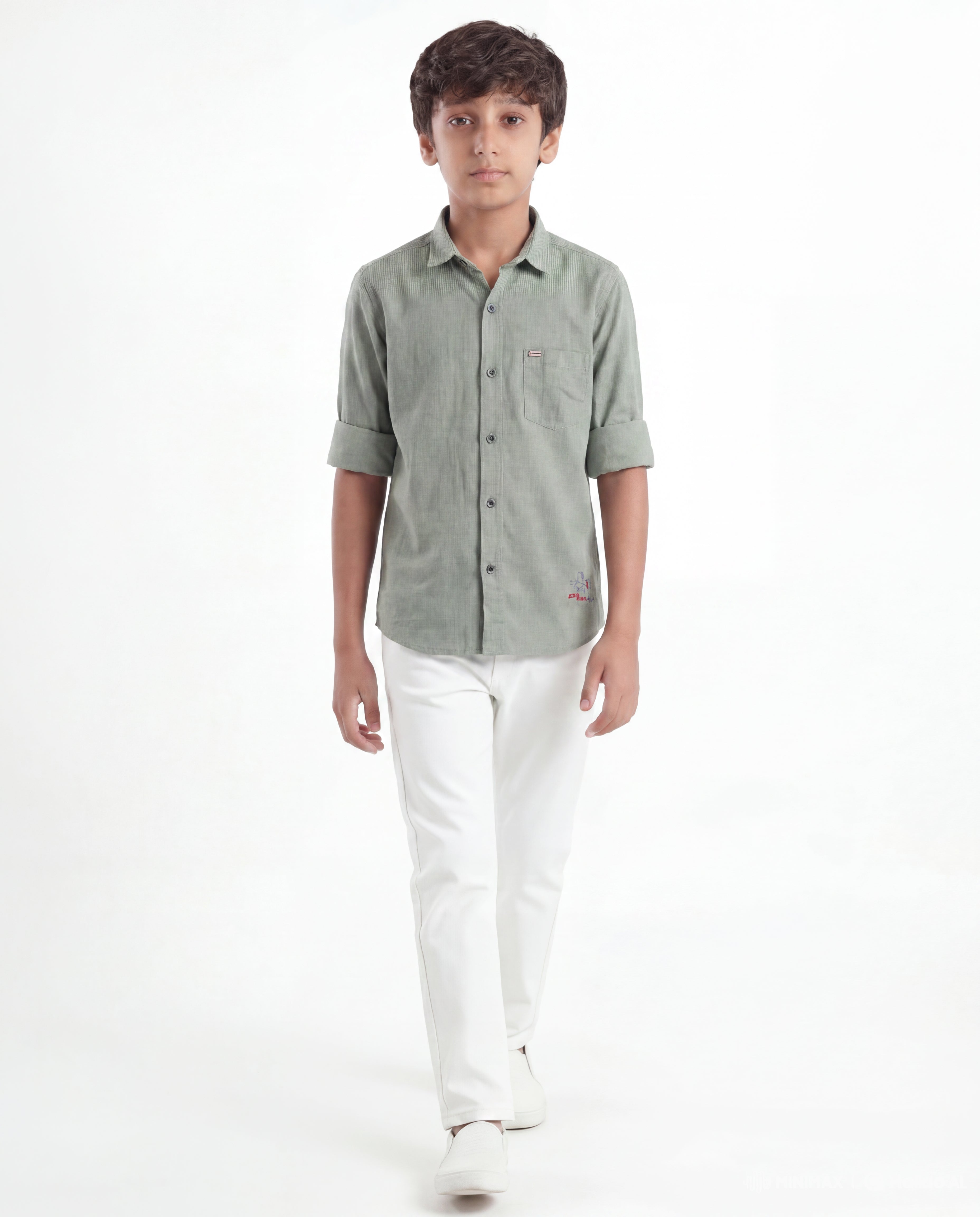 Boys Textured Cotton Shirt