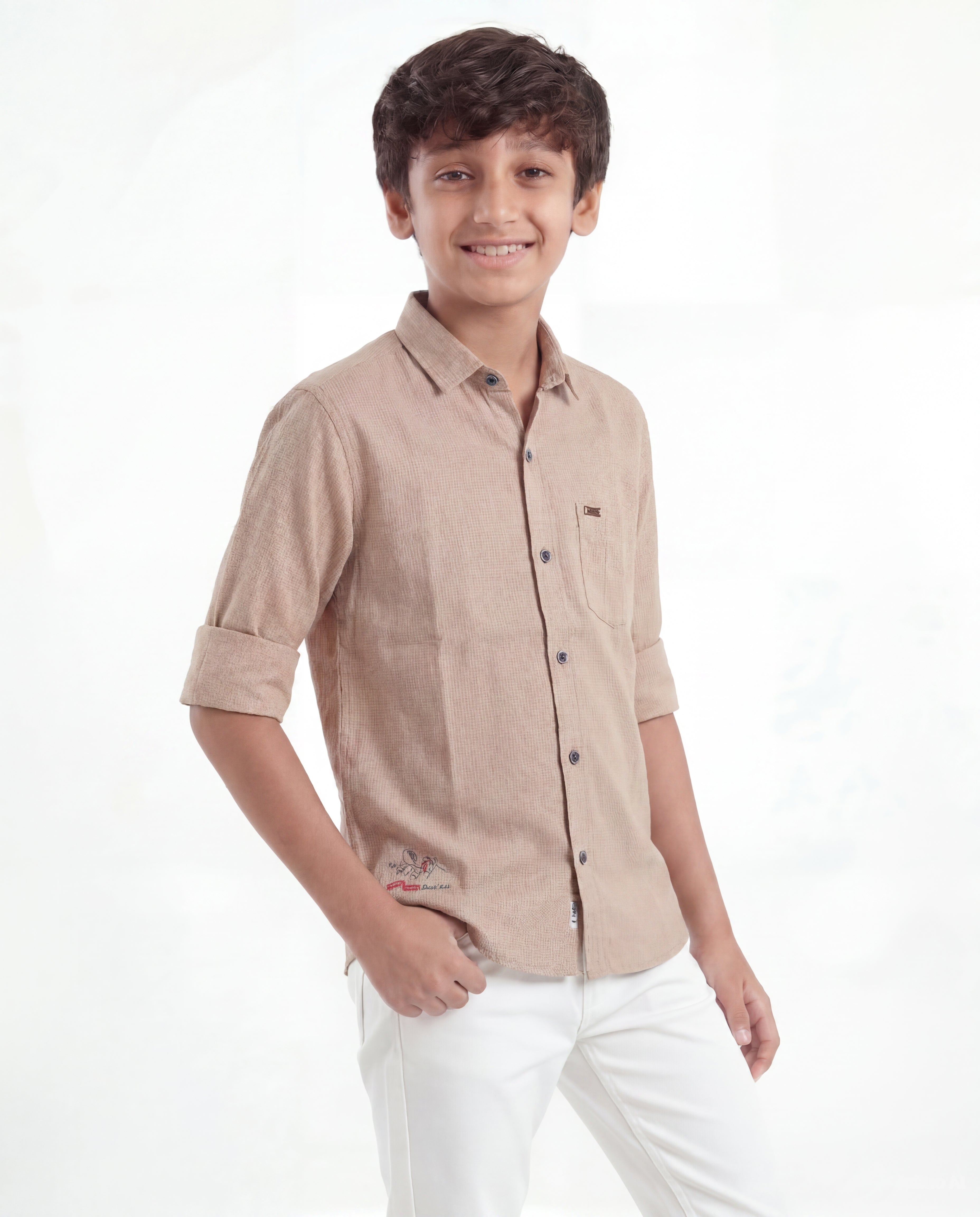 Boys Textured Cotton Shirt