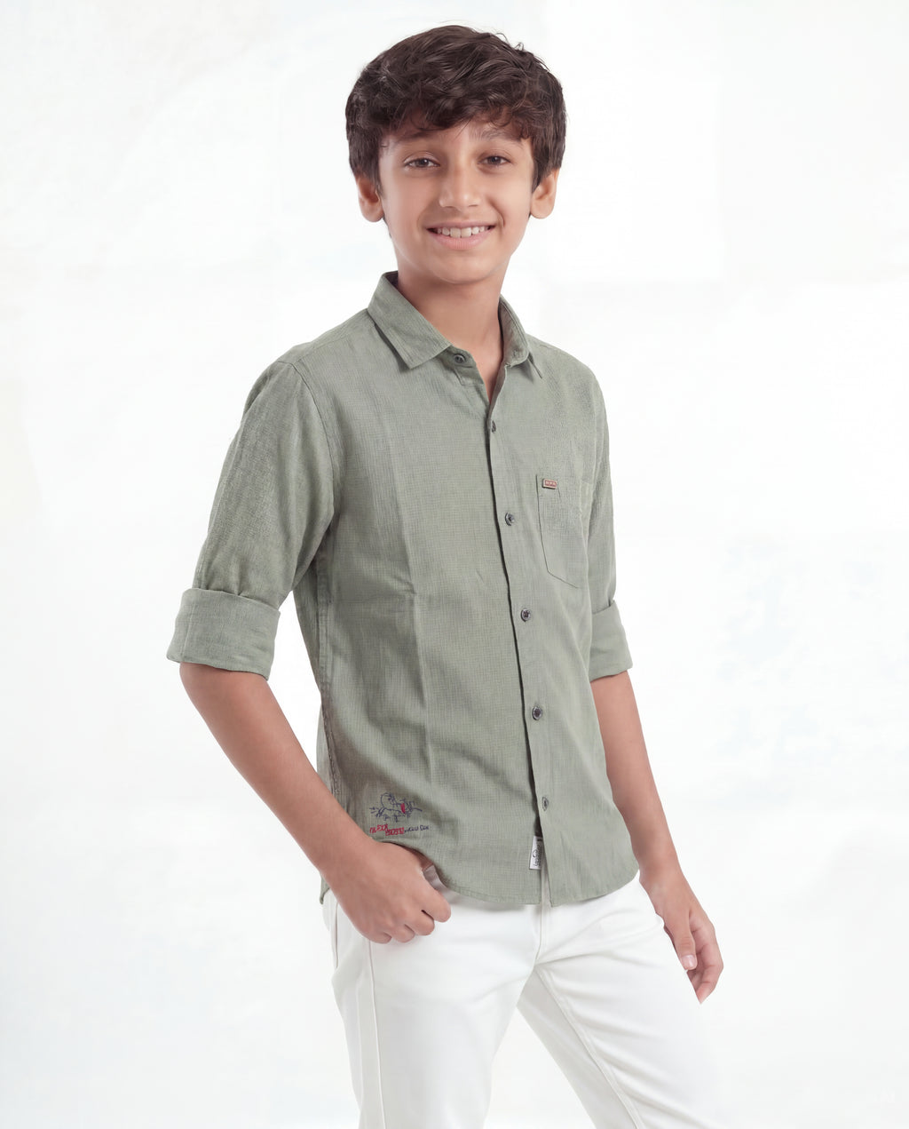 Boys Textured Cotton Shirt