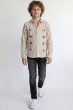 Boys' long sleeve embroidered shirt