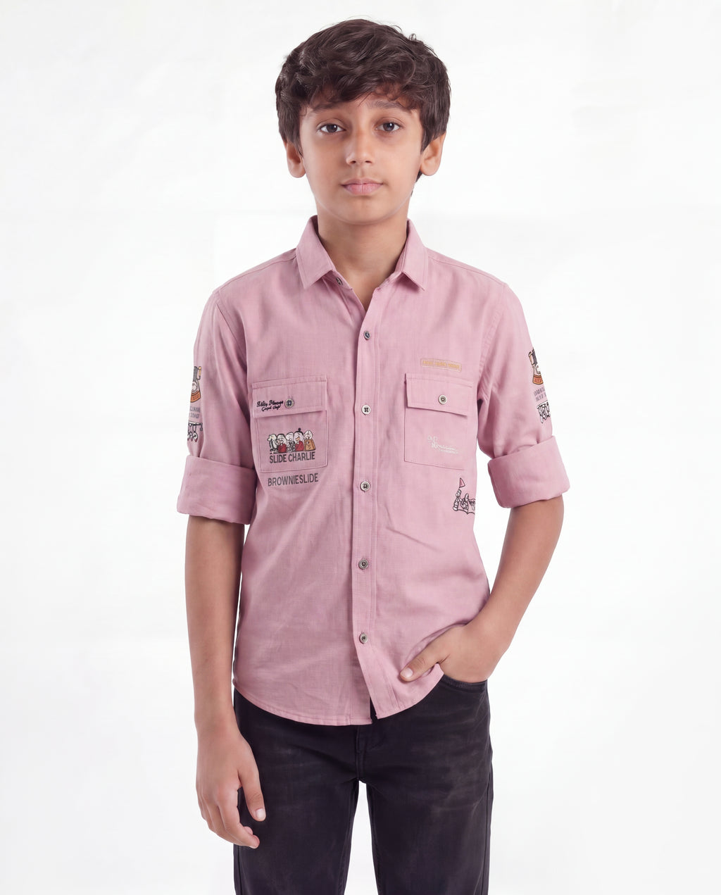 Boys Utility Pocket Casual Shirt