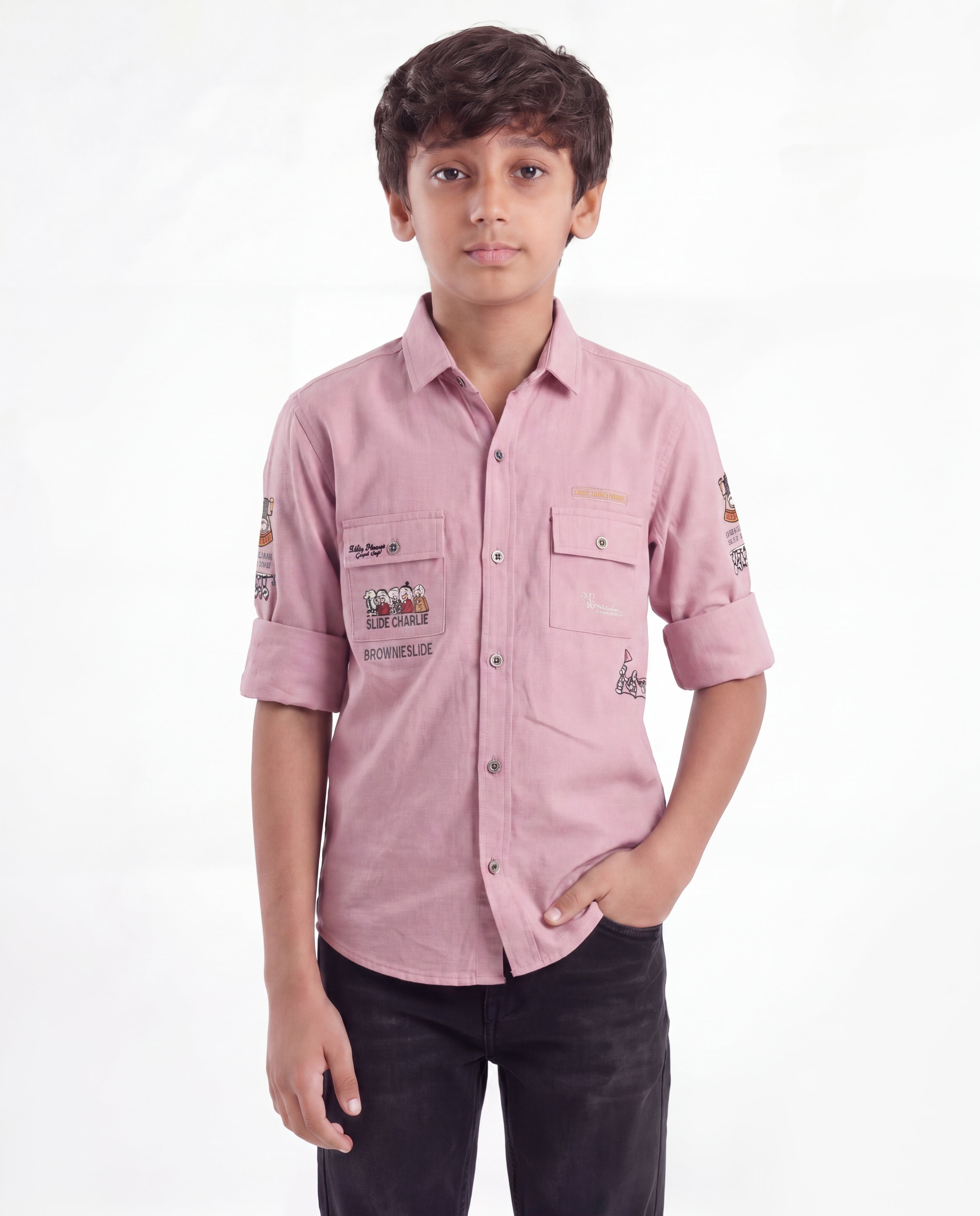 Boys Utility Pocket Casual Shirt