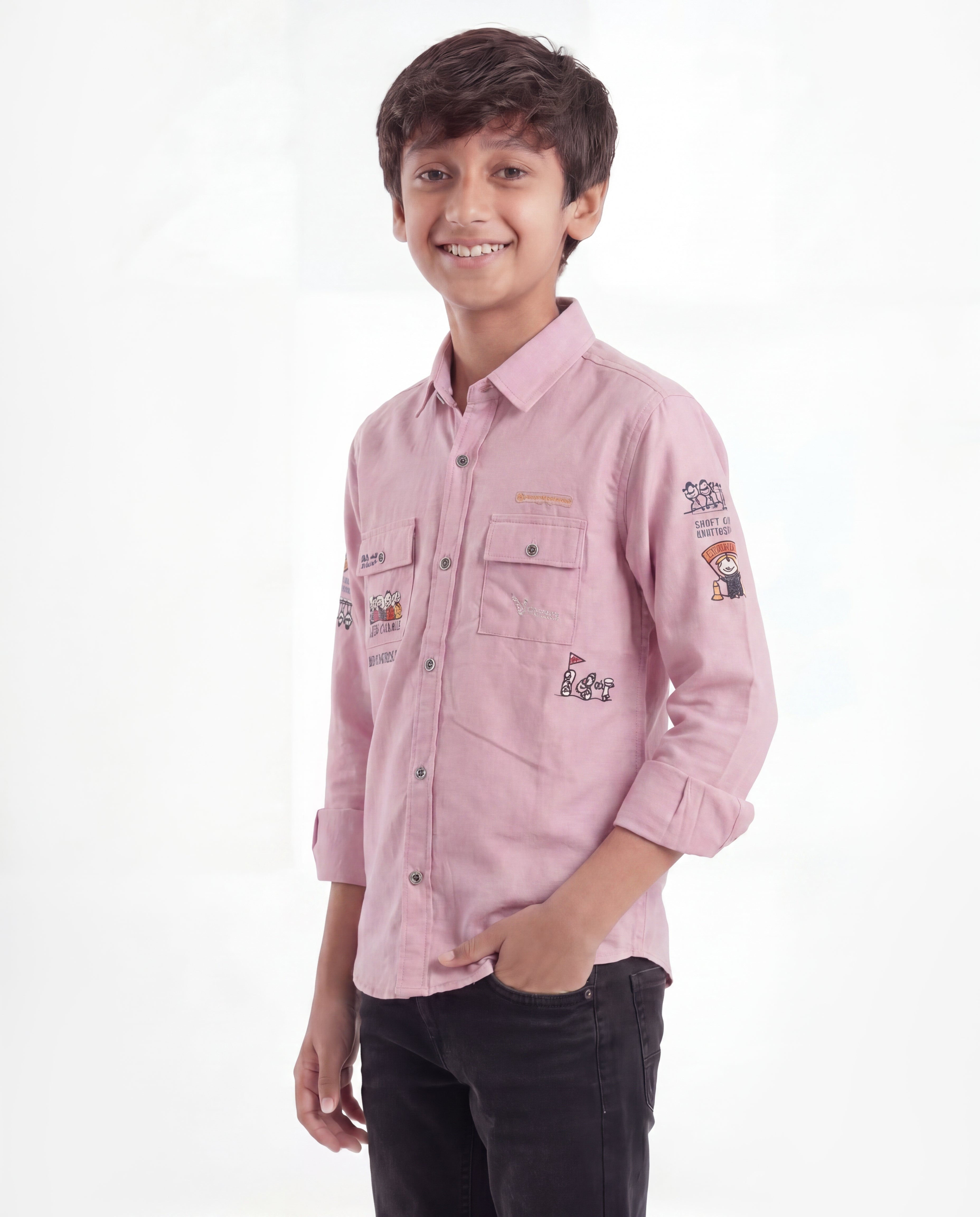Boys Utility Pocket Casual Shirt