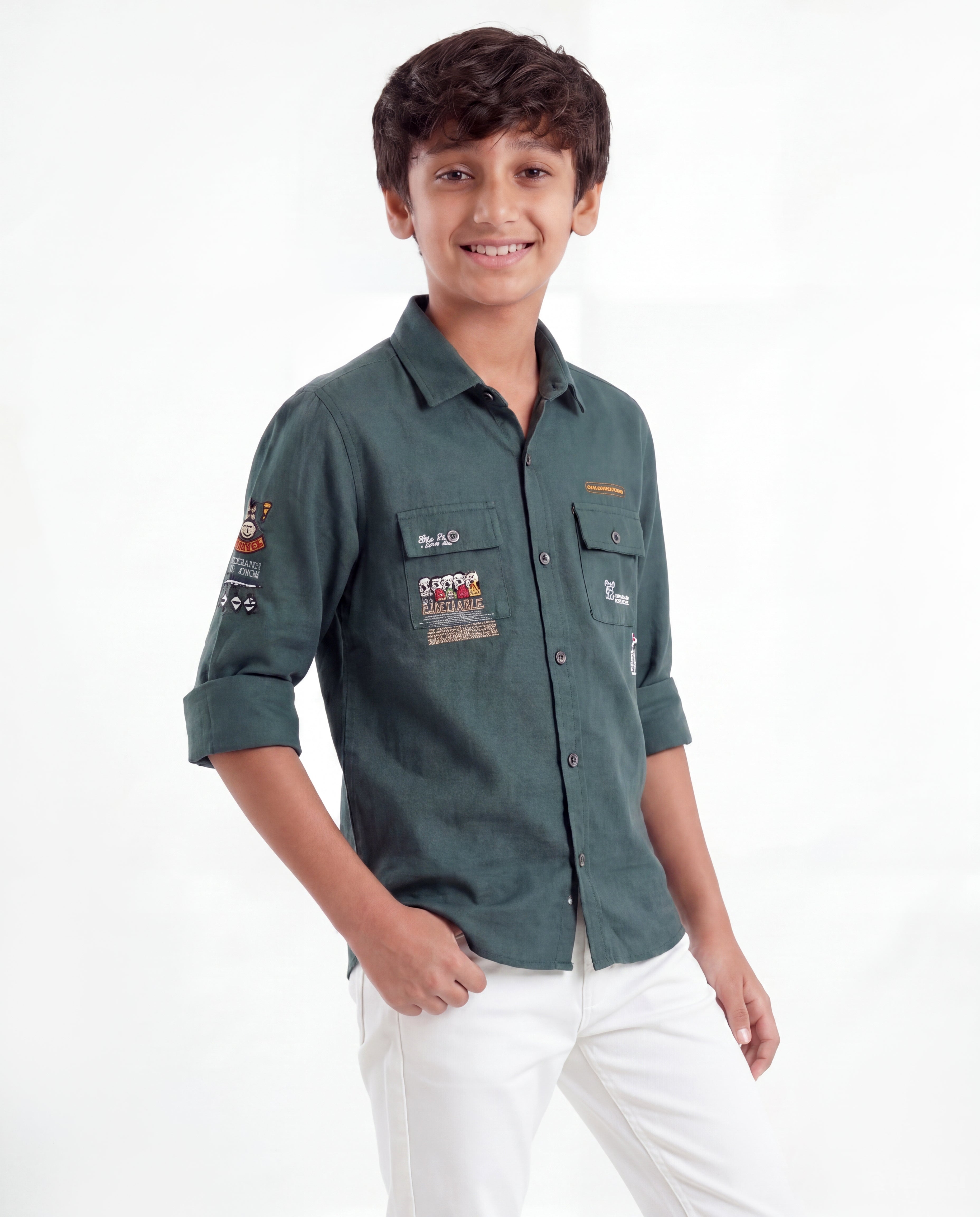 Boys Utility Pocket Casual Shirt
