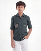 Boys Utility Pocket Casual Shirt