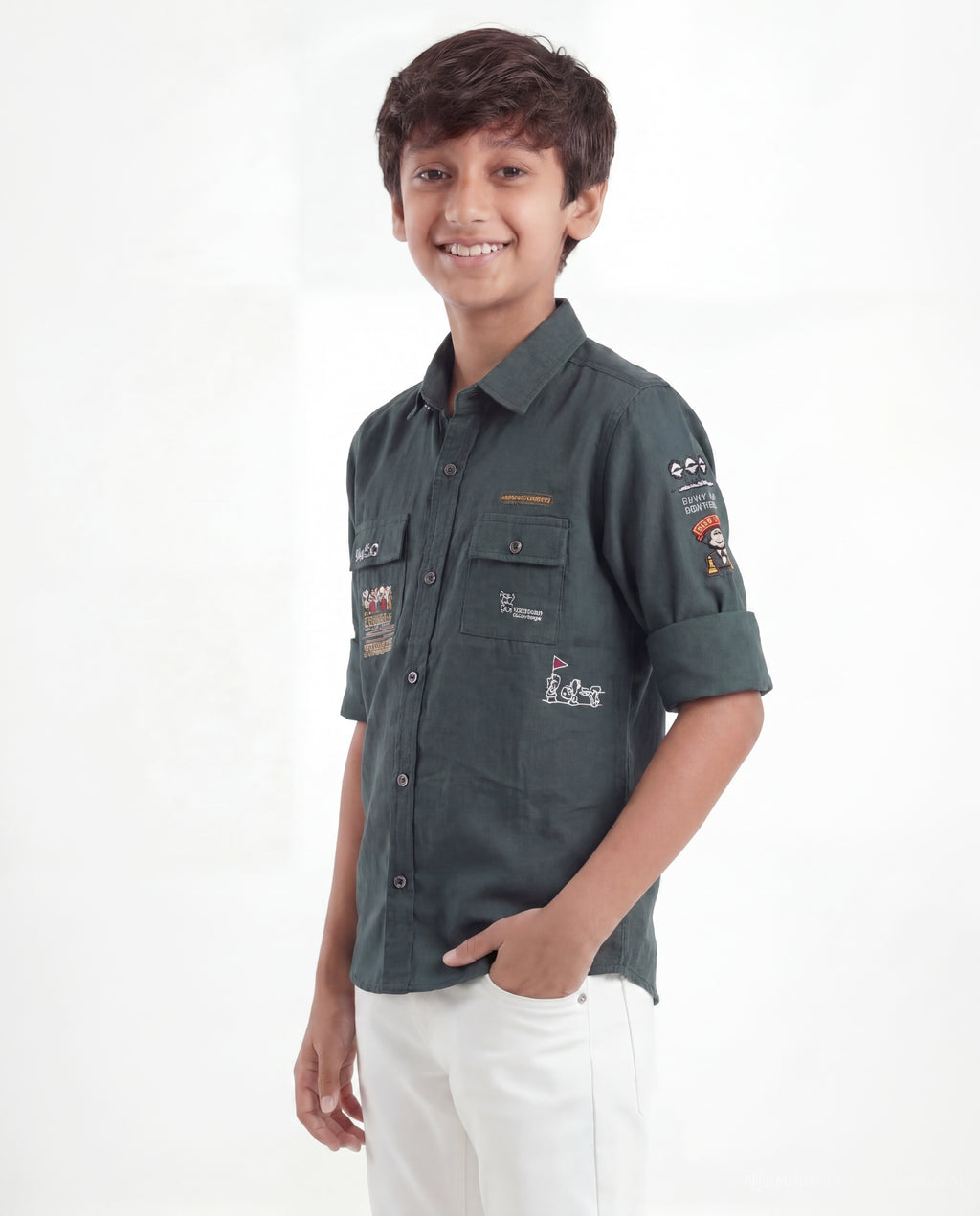 Boys Utility Pocket Casual Shirt