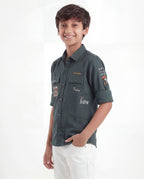 Boys Utility Pocket Casual Shirt