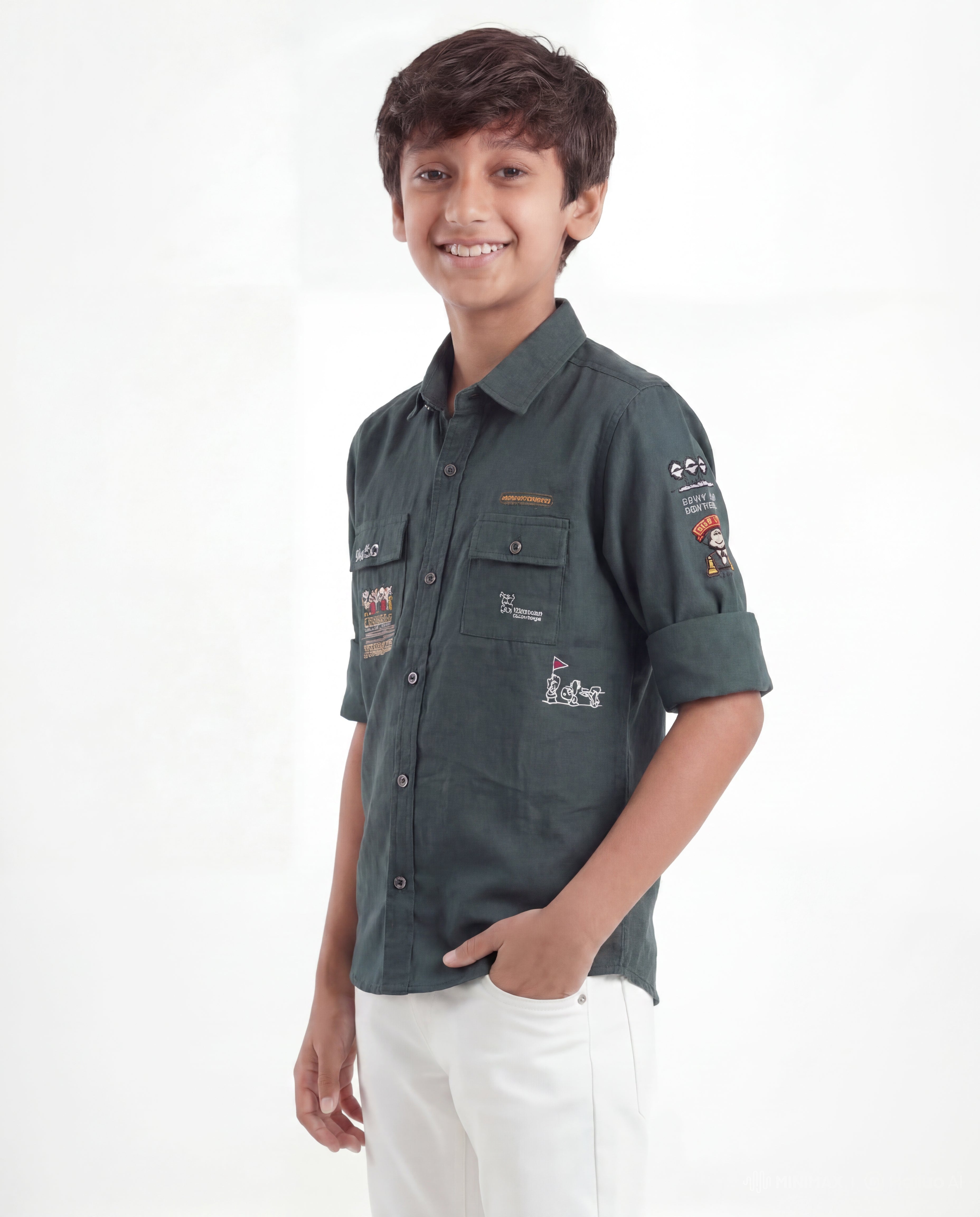 Boys Utility Pocket Casual Shirt