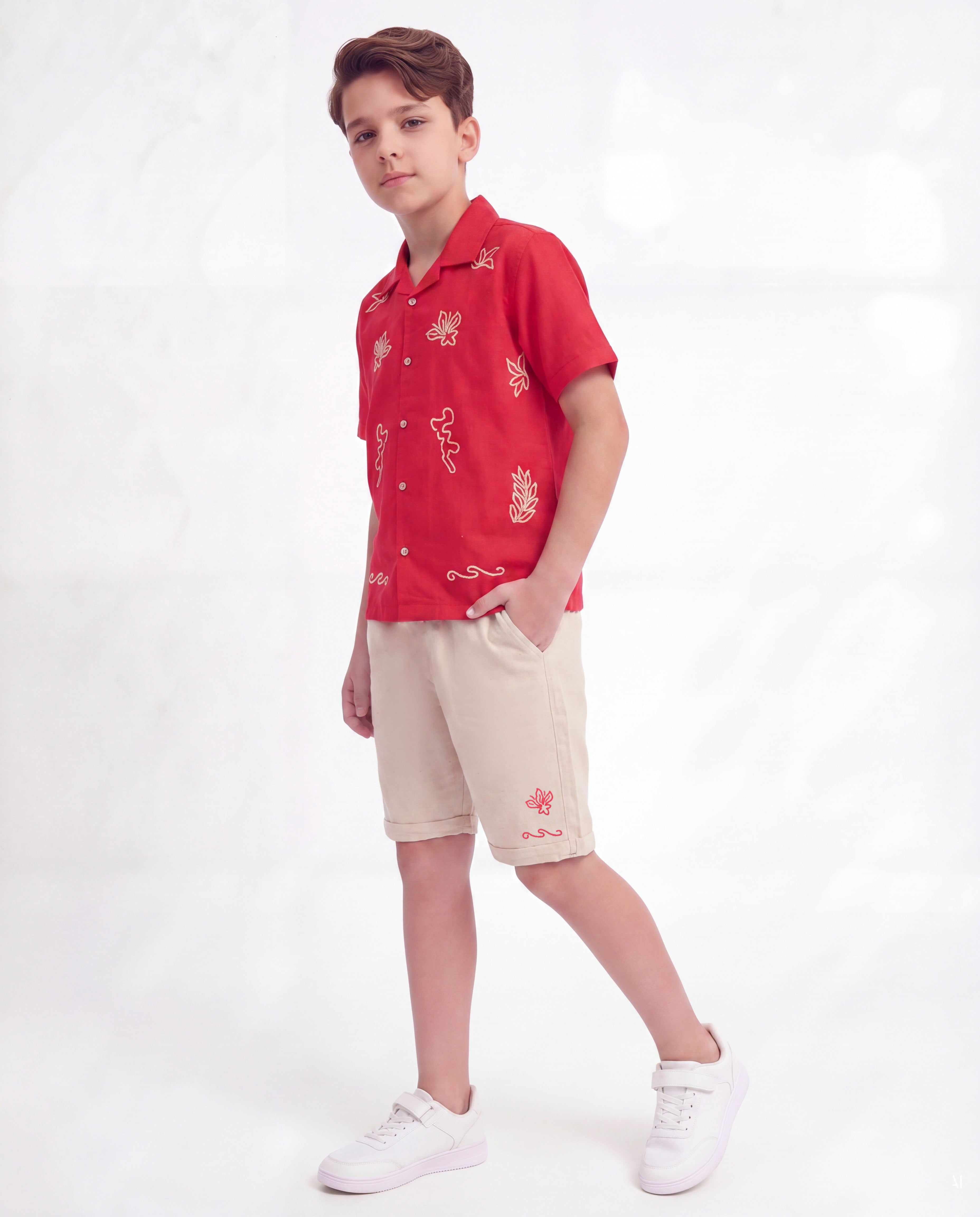 Boys Tropical Embroidered Co-Ord Set