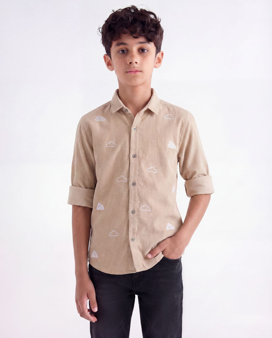 Cloud Embroidered Casual Shirt