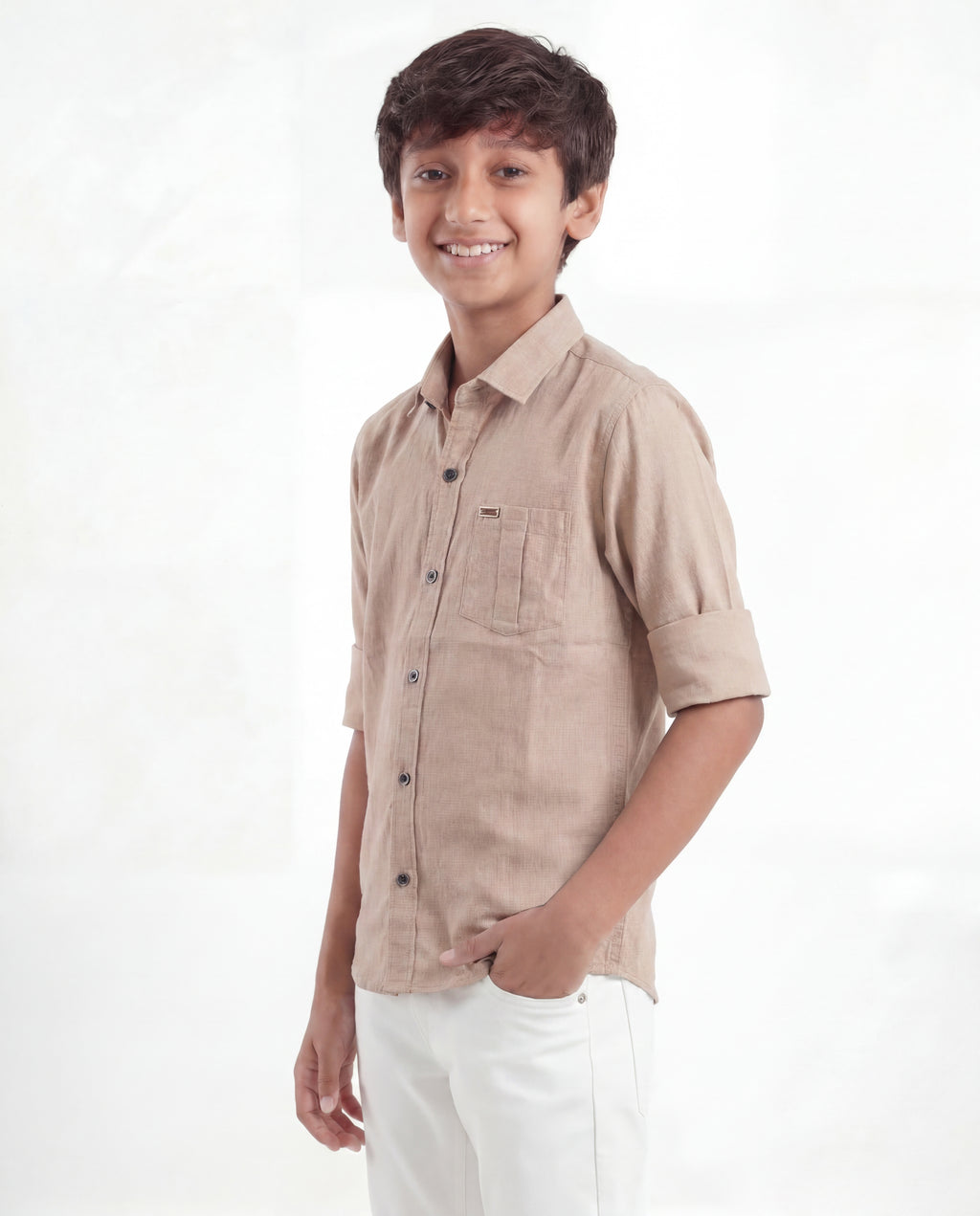 Boys Textured Cotton Shirt