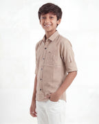 Boys Textured Cotton Shirt