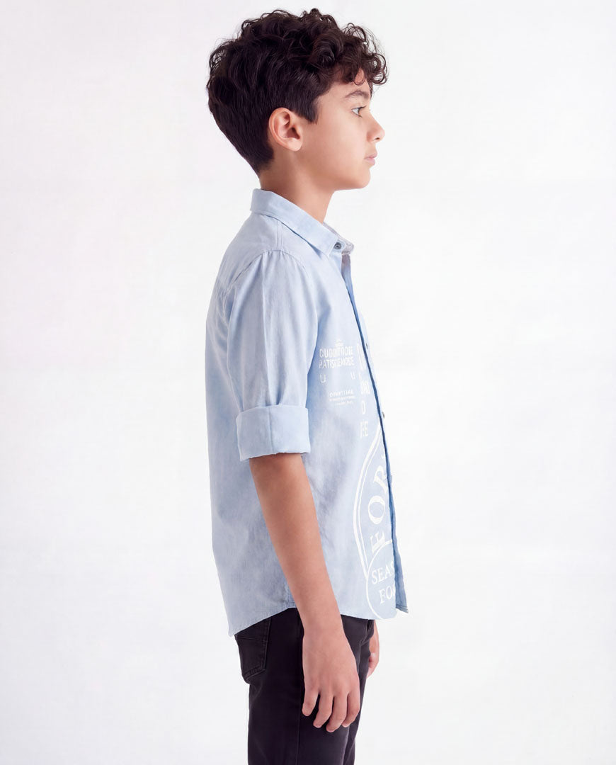 Boys Panelled Cotton Casual Shirt