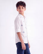 Cloud Embroidered Casual Shirt