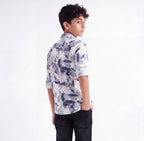Monochrome Leaf Print Shirt