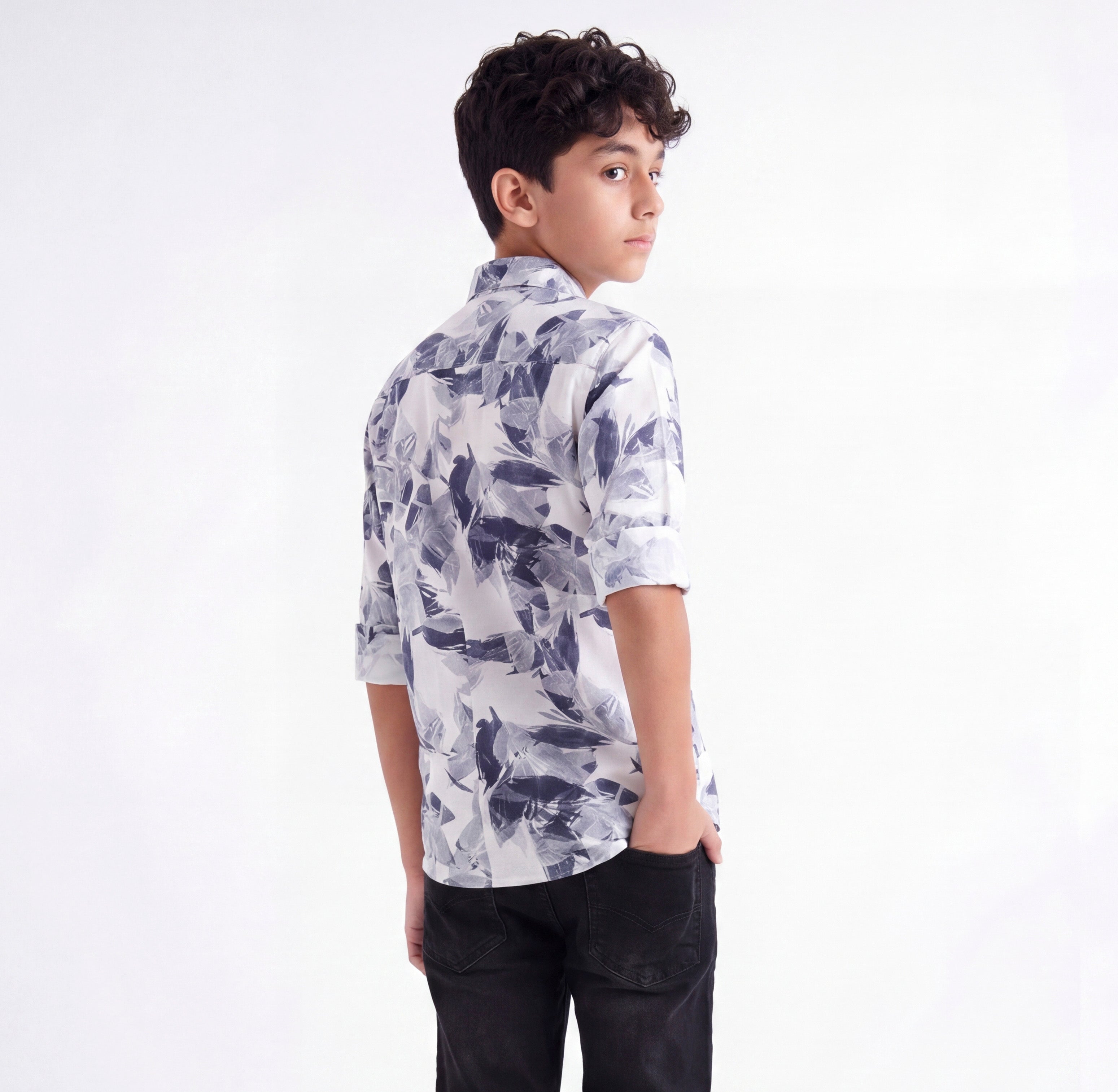 Monochrome Leaf Print Shirt