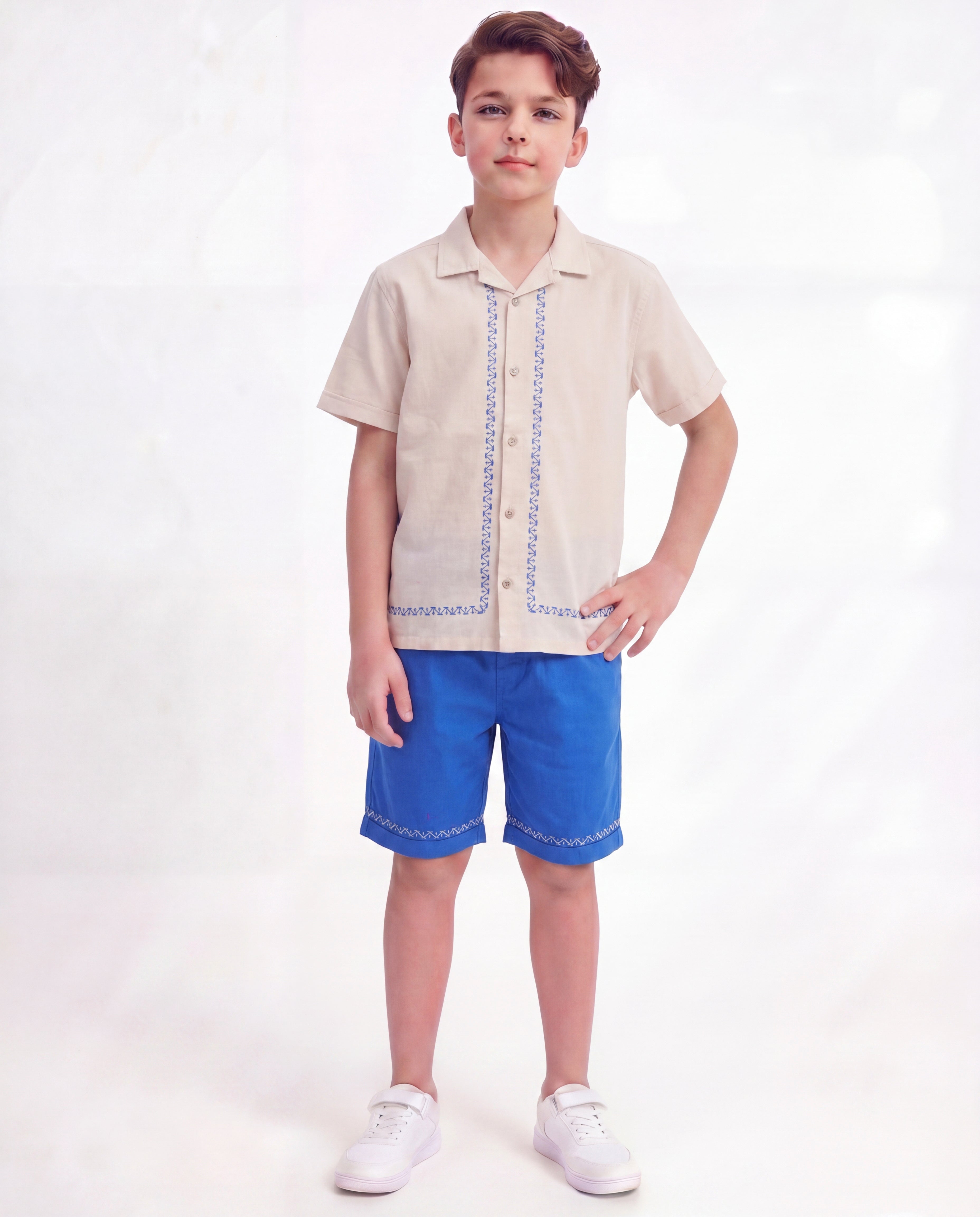 Boys Embroidered Resort Co-Ord Set