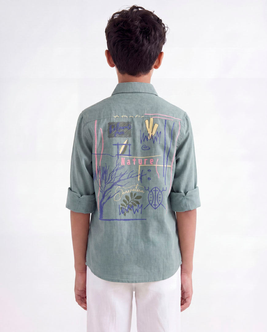 Nature Scribble Printed Shirt