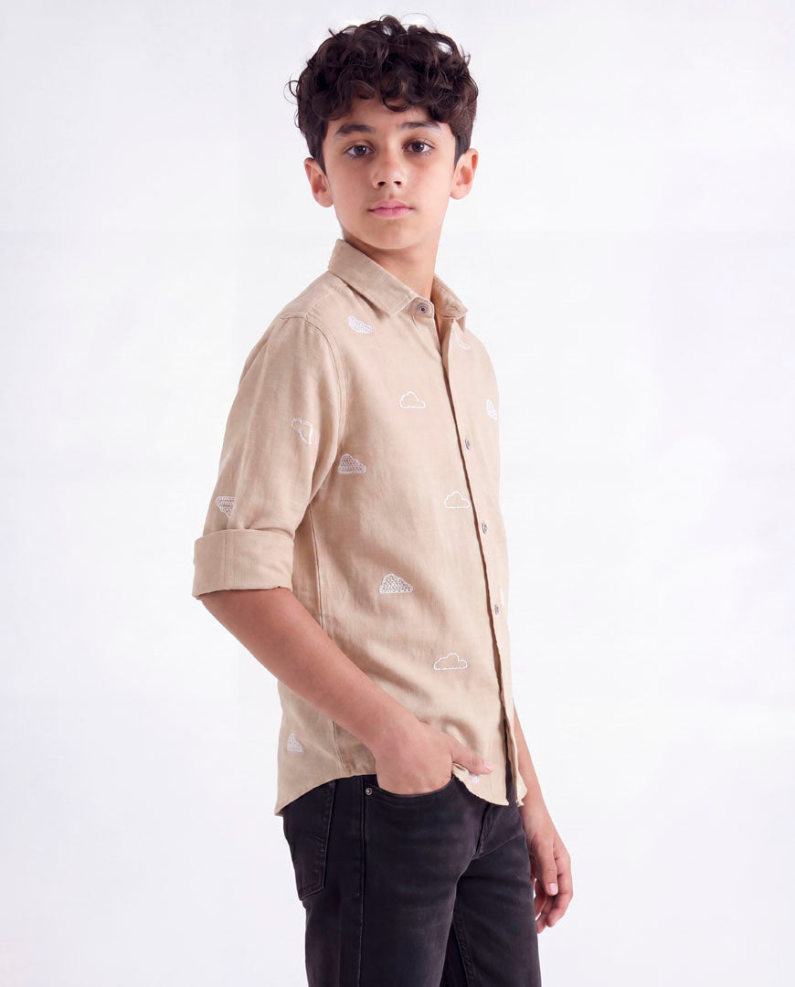 Cloud Embroidered Casual Shirt