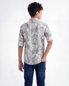 Grey Leaf Print Shirt