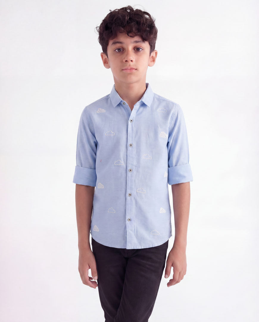 Cloud Embroidered Casual Shirt