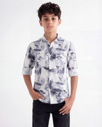 Monochrome Leaf Print Shirt