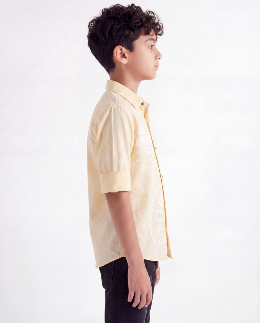Boys Panelled Cotton Casual Shirt