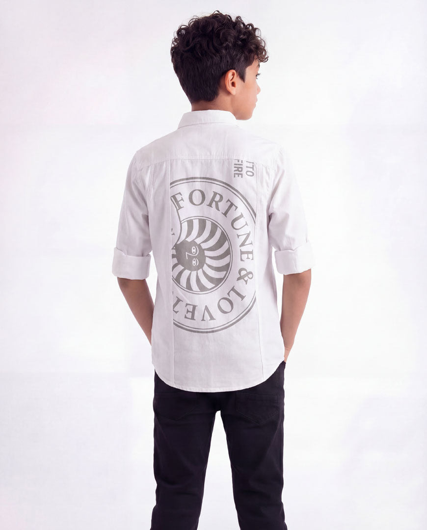Boys Panelled Cotton Casual Shirt