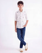 Cloud Embroidered Casual Shirt
