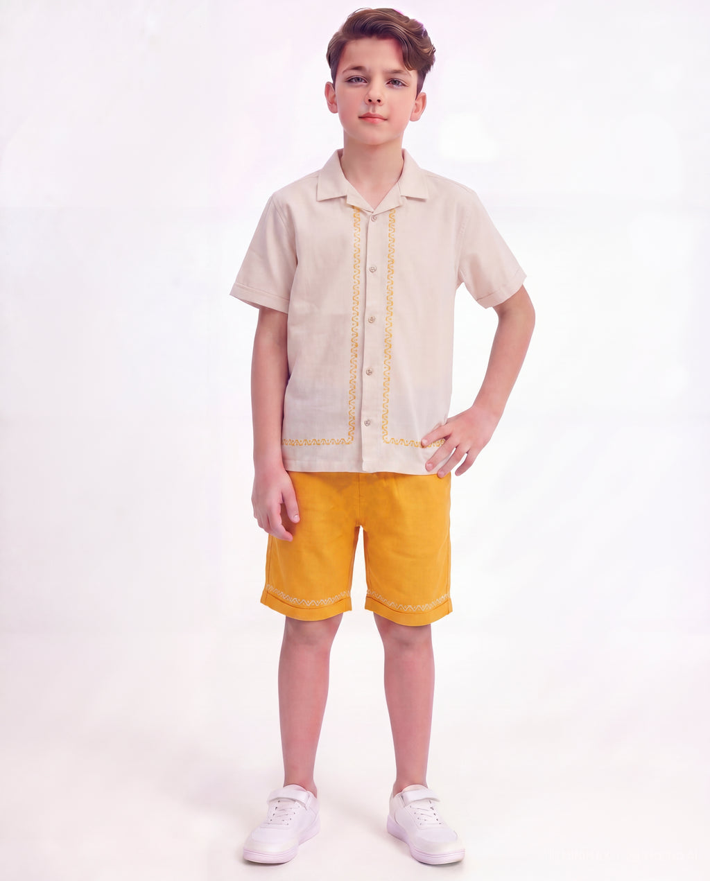 Boys Embroidered Resort Co-Ord Set
