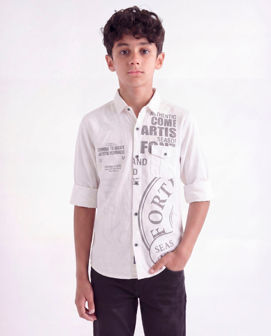 Boys Panelled Cotton Casual Shirt