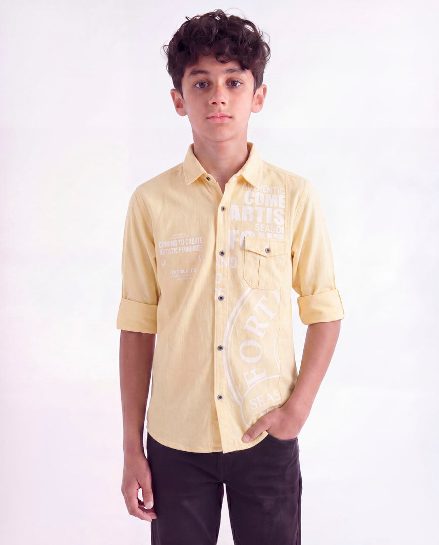 Boys Panelled Cotton Casual Shirt