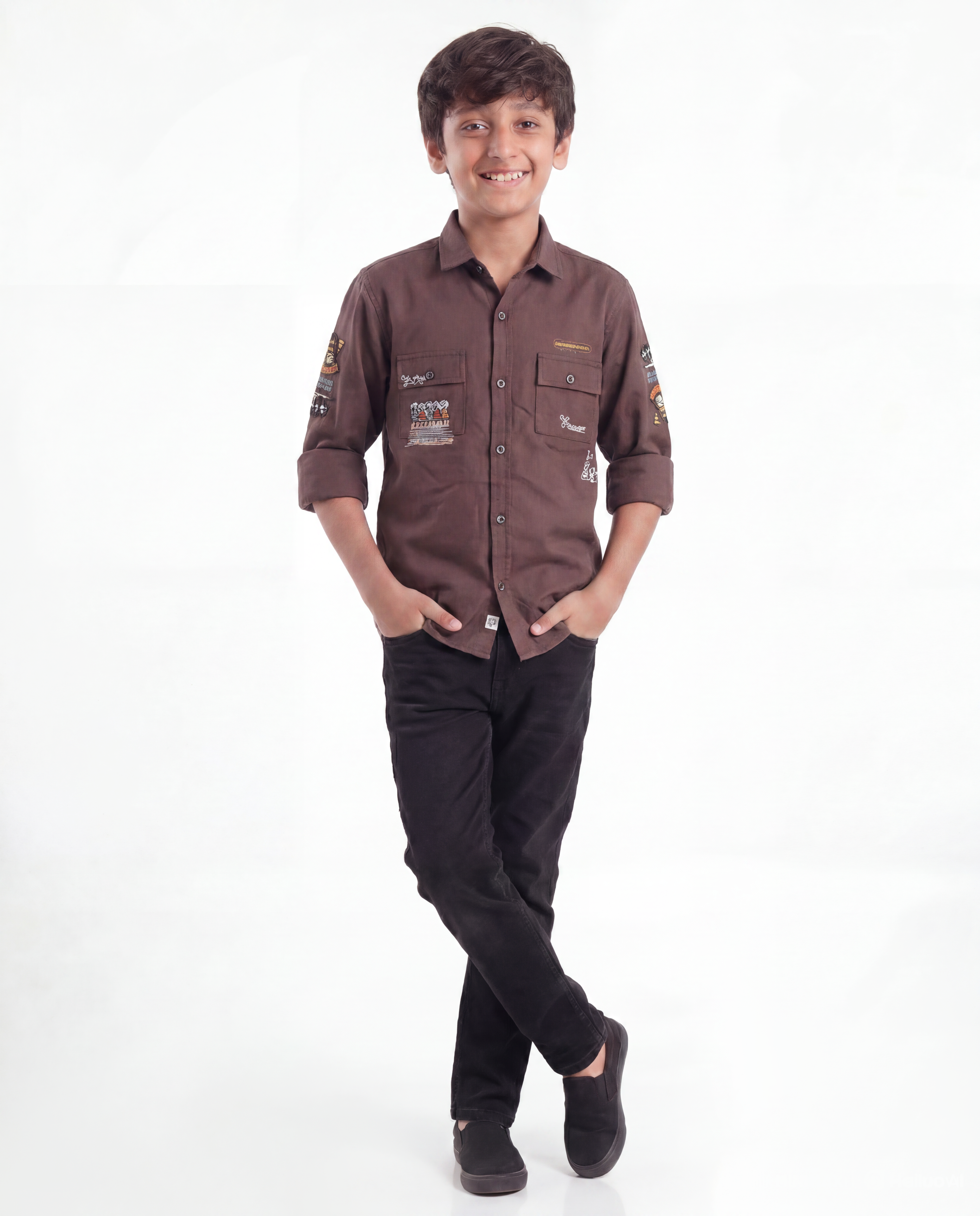Boys Utility Pocket Casual Shirt