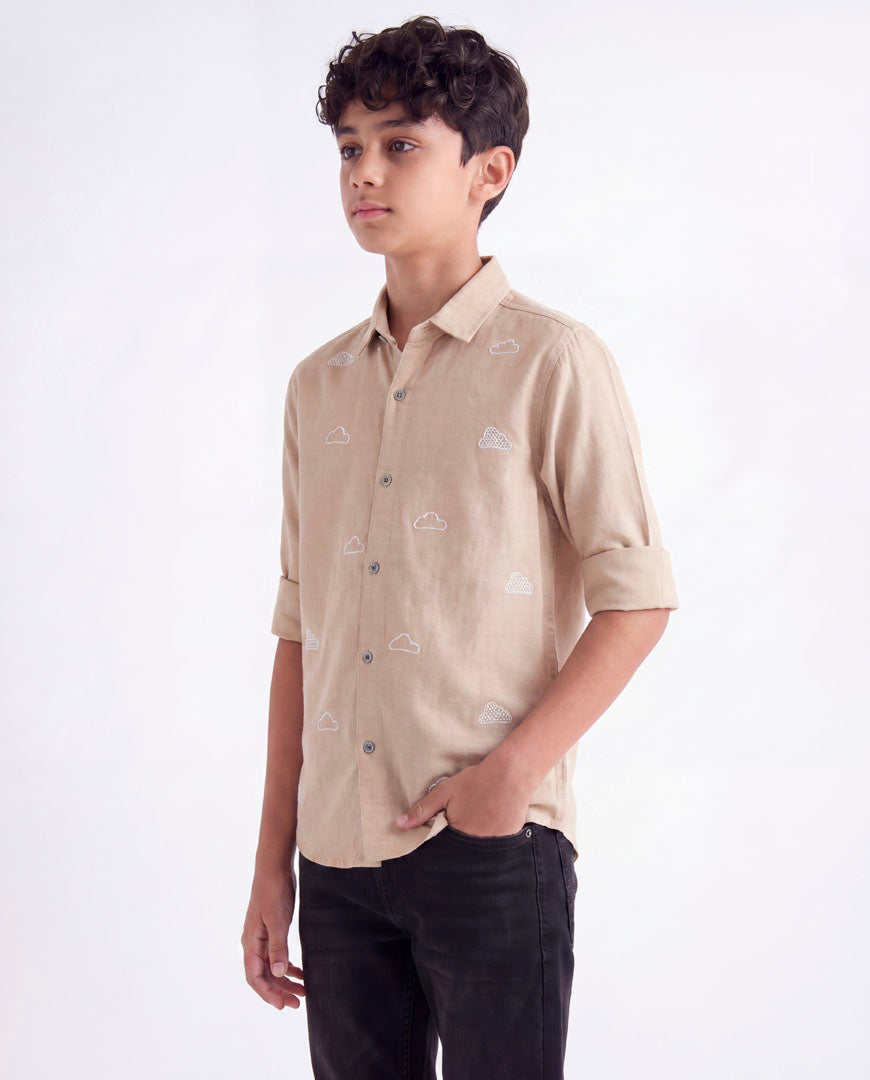 Cloud Embroidered Casual Shirt