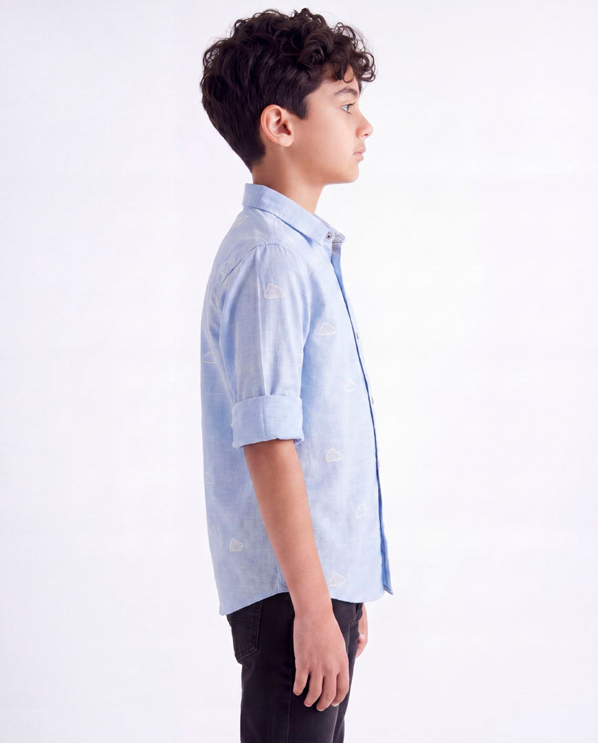 Cloud Embroidered Casual Shirt
