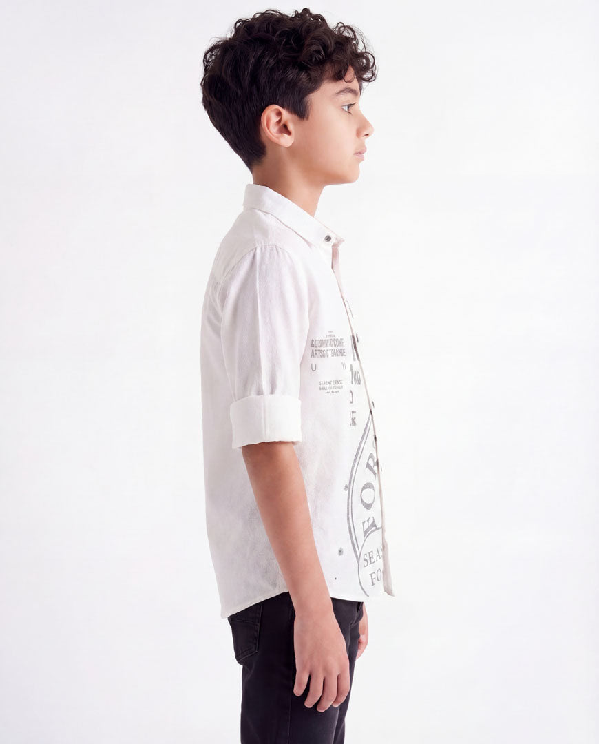 Boys Panelled Cotton Casual Shirt