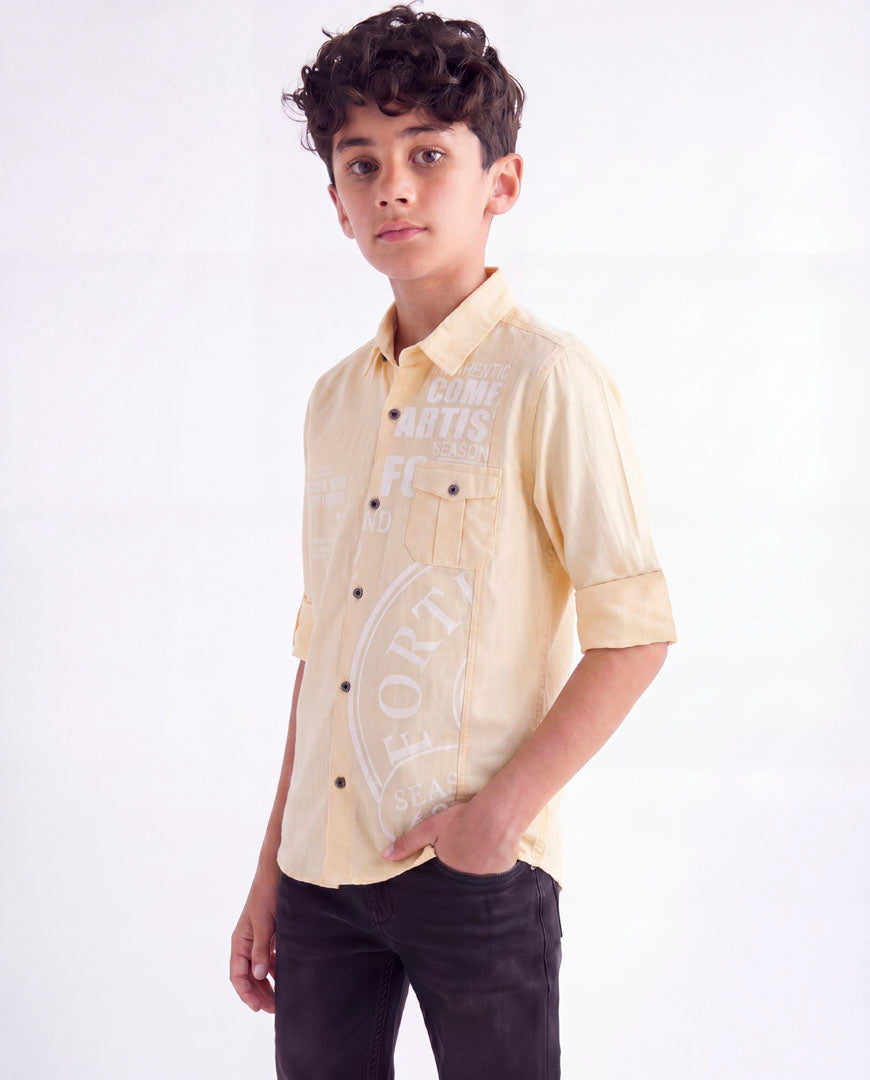 Boys Panelled Cotton Casual Shirt