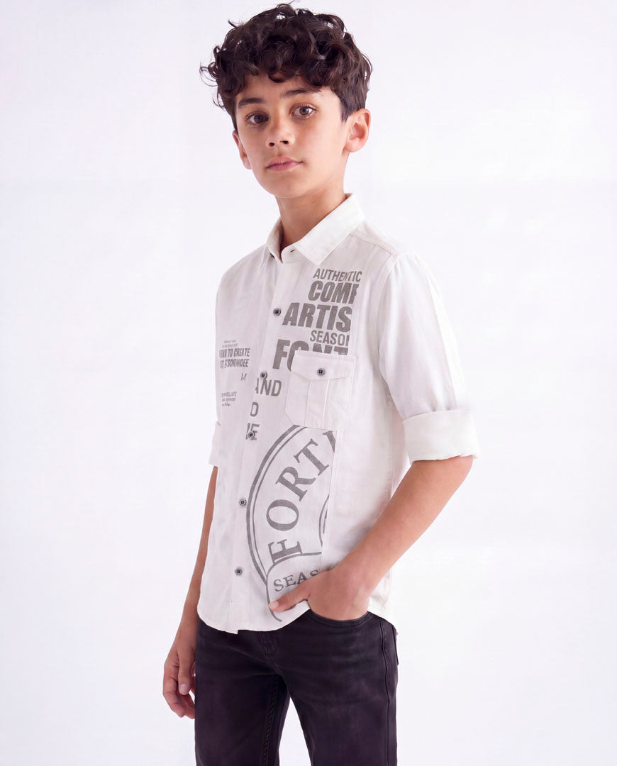 Boys Panelled Cotton Casual Shirt