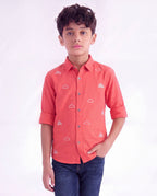 Cloud Embroidered Casual Shirt