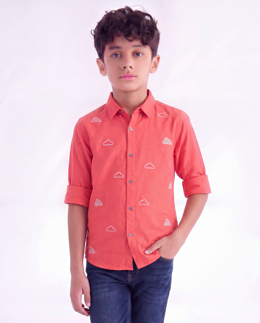 Cloud Embroidered Casual Shirt