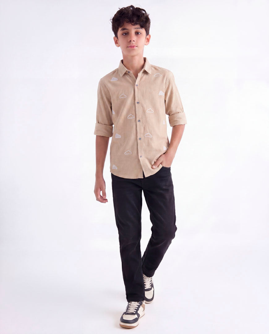 Cloud Embroidered Casual Shirt