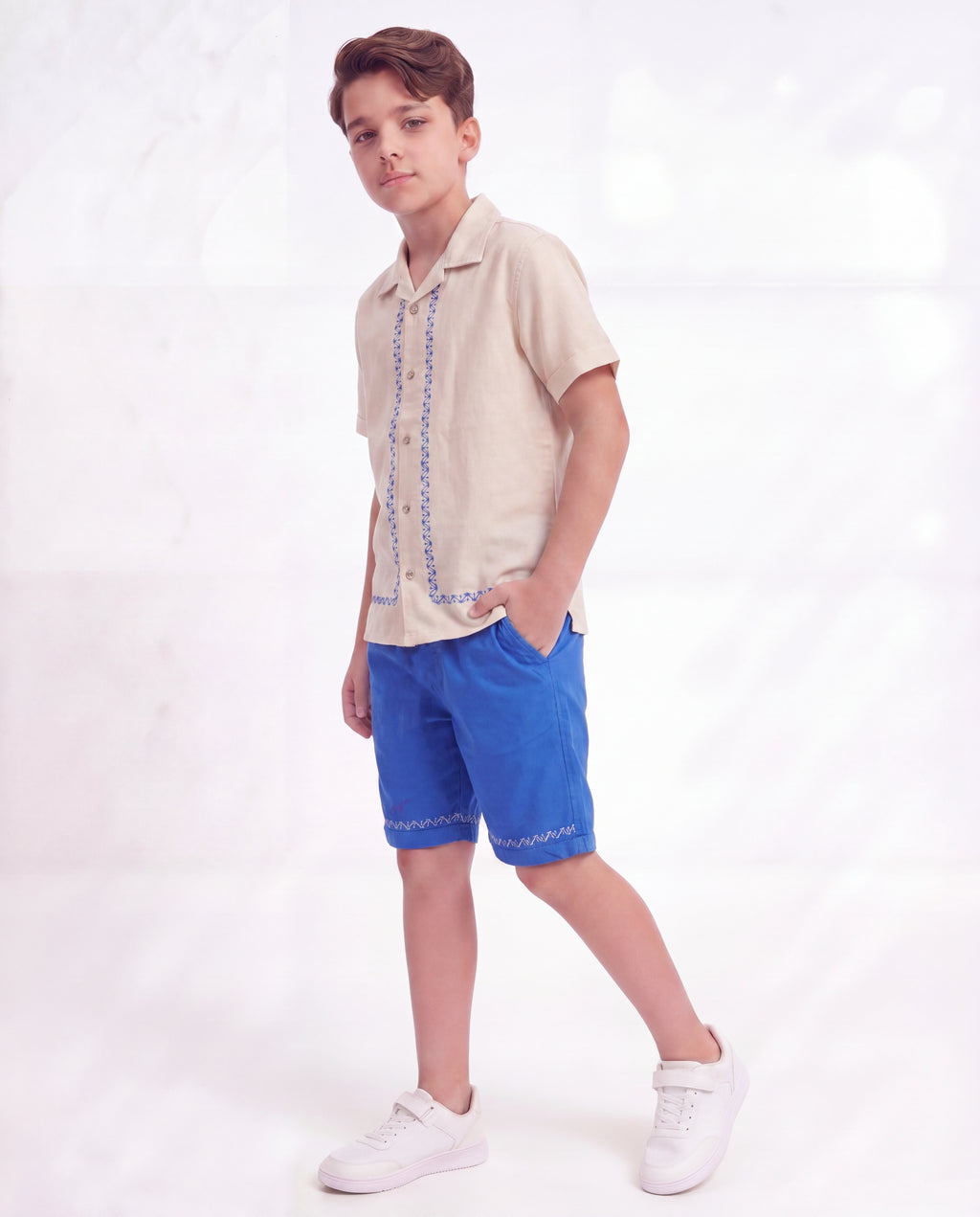 Boys Embroidered Resort Co-Ord Set